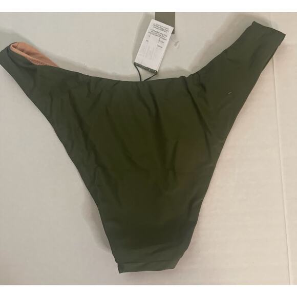 J Crew Olive Green Mid Rise Cheeky Coverage Bikini Swim Bottom Size Small NWT - Picture 2 of 5